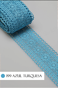 Renda Guipir CHL-419 Entremeio 4.0 Cm - Rolo C/13.7 Metros Cor:Azul-Turquesa