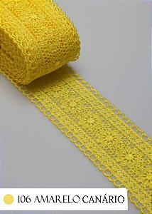 Renda Guipir CHL-419 Entremeio 4.0 Cm - Rolo C/13.7 Metros Cor:Amarelo-Canario
