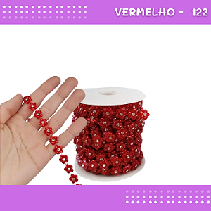 Galão Perolado Aljofre - SPF-03 - Rolo C/10 mts COR:VERMELHO-122