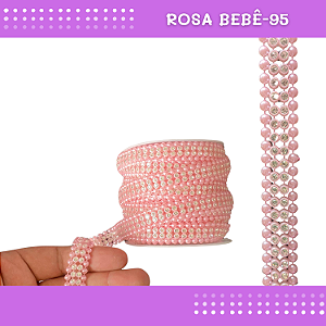Galão Perolado Aljofre - SPF-75 - Rolo C/10 mts COR:ROSA-BEBE-95