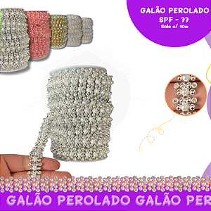 Galão Perolado Aljofre - SPF-77 - Rolo C/10 mts COR:PRATA