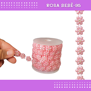 Galão Perolado Aljofre - SPF-82 - Rolo C/10 mts COR:ROSA-BEBE-95