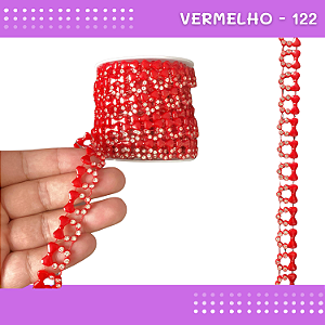 Galão Perolado Aljofre - SPF-85 - Rolo C/10 mts COR:VERMELHO-122