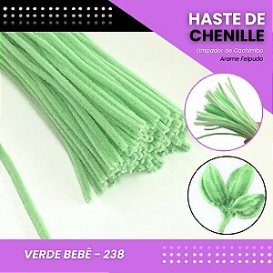 100 Haste De Chenille Limpador De Cachimbo Fios Artesanato 30cm Cor:Verde-Bebe-238