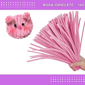 100 Haste de Chenille Limpador de Cachimbo Fios Artesanato 30cm COR:ROSA-CHICLETE-140