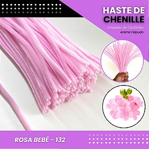 100 Haste De Chenille Limpador De Cachimbo Fios Artesanato 30cm Cor:Rosa-Bebe-133