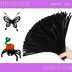 100 Haste de Chenille Limpador de Cachimbo Fios Artesanato 30cm COR:PRETO-310