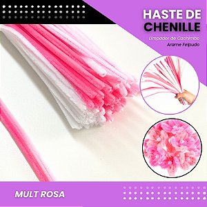 100 Haste De Chenille Limpador De Cachimbo Fios Artesanato 30cm Cor:Mult-Rosa