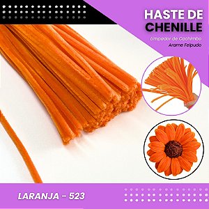 100 Haste de Chenille Limpador de Cachimbo Fios Artesanato 30cm COR:LARANJA-523
