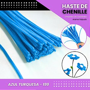 100 Haste De Chenille Limpador De Cachimbo Fios Artesanato 30cm Cor:Azul-Turquesa-199