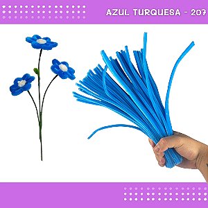 100 Haste de Chenille Limpador de Cachimbo Fios Artesanato 30cm COR:AZUL-TURQUESA-207