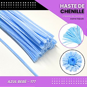 100 Haste De Chenille Limpador De Cachimbo Fios Artesanato 30cm Cor:Azul-Bebe-177
