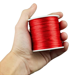 Cordão Acetinado Rabo de Rato - Fio de Seda - 1mm - Rolo C/100 Mts COR:VERMELHO