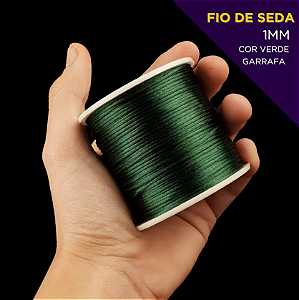 Cordão Acetinado Rabo de Rato - Fio de Seda - 1mm - Rolo C/100 Mts COR:VERDE-GARRAFA