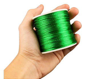 Cordão Acetinado Rabo de Rato - Fio de Seda - 1mm - Rolo C/100 Mts COR:VERDE-BANDEIRA
