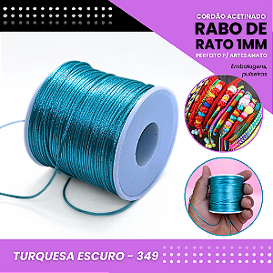Cordão Acetinado Rabo de Rato - Fio de Seda - 1mm - Rolo C/100 Mts COR:TURQUESA-ESCURO