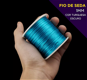 Cordão Acetinado Rabo de Rato - Fio de Seda - 1mm - Rolo C/100 Mts COR:TURQUESA-ESCURO