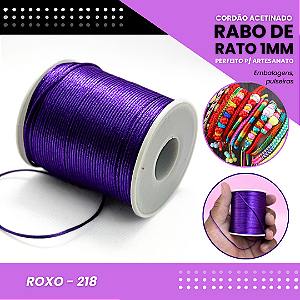 Cordão Acetinado Rabo de Rato - Fio de Seda - 1mm - Rolo C/100 Mts COR:ROXO
