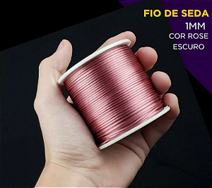 Cordão Acetinado Rabo de Rato - Fio de Seda - 1mm - Rolo C/100 Mts COR:ROSE-ESCURO