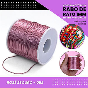 Cordão Acetinado Rabo de Rato - Fio de Seda - 1mm - Rolo C/100 Mts COR:ROSE-ESCURO