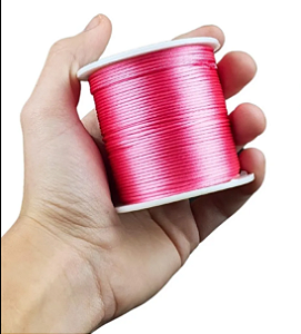 Cordão Acetinado Rabo de Rato - Fio de Seda - 1mm - Rolo C/100 Mts COR:ROSA-CHICLETE