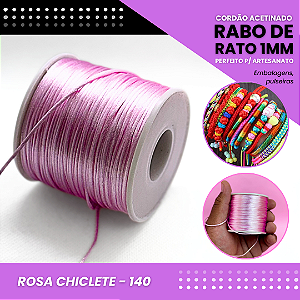 Cordão Acetinado Rabo de Rato - Fio de Seda - 1mm - Rolo C/100 Mts COR:ROSA-CHICLETE