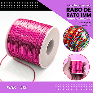 Cordão Acetinado Rabo de Rato - Fio de Seda - 1mm - Rolo C/100 Mts COR:PINK