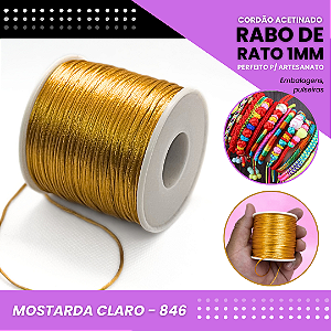 Cordão Acetinado Rabo de Rato - Fio de Seda - 1mm - Rolo C/100 Mts COR:MOSTARDA-CLARO