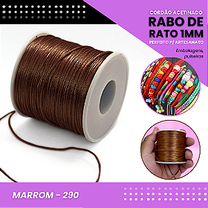 Cordão Acetinado Rabo de Rato - Fio de Seda - 1mm - Rolo C/100 Mts COR:MARROM