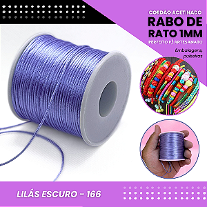 Cordão Acetinado Rabo de Rato - Fio de Seda - 1mm - Rolo C/100 Mts COR:LILAS-ESCURO