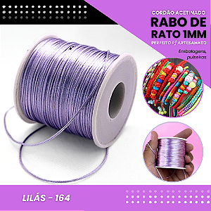 Cordão Acetinado Rabo de Rato - Fio de Seda - 1mm - Rolo C/100 Mts COR:LILAS