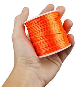 Cordão Acetinado Rabo de Rato - Fio de Seda - 1mm - Rolo C/100 Mts COR:LARANJA-NEON