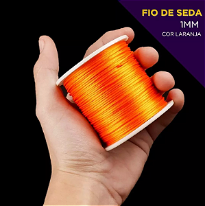 Cordão Acetinado Rabo de Rato - Fio de Seda - 1mm - Rolo C/100 Mts COR:LARANJA