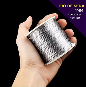 Cordão Acetinado Rabo de Rato - Fio de Seda - 1mm - Rolo C/100 Mts COR:CINZA-ESCURO