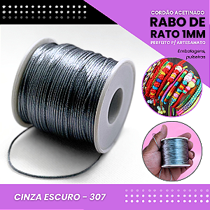 Cordão Acetinado Rabo de Rato - Fio de Seda - 1mm - Rolo C/100 Mts COR:CINZA-ESCURO
