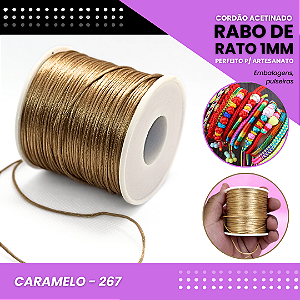 Cordão Acetinado Rabo de Rato - Fio de Seda - 1mm - Rolo C/100 Mts COR:CARAMELO