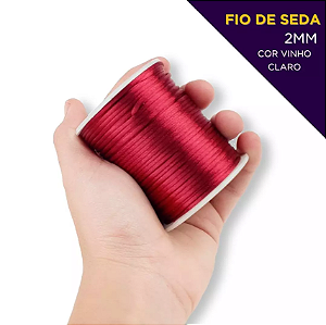 Cordão Acetinado Rabo de Rato - Fio de Seda - 2mm - Rolo C/50 Mts COR:VINHO-CLARO