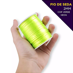 Cordão Acetinado Rabo de Rato - Fio de Seda - 2mm - Rolo C/50 Mts COR:VERDE-NEON