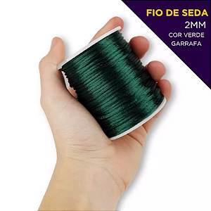 Cordão Acetinado Rabo de Rato - Fio de Seda - 2mm - Rolo C/50 Mts COR:VERDE-GARRAFA