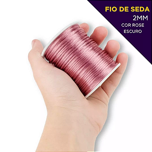 Cordão Acetinado Rabo de Rato - Fio de Seda - 2mm - Rolo C/50 Mts COR:ROSE-ESCURO