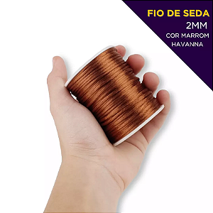 Cordão Acetinado Rabo de Rato - Fio de Seda - 2mm - Rolo C/50 Mts Cor:MARROM