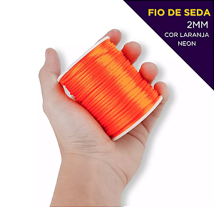 Cordão Acetinado Rabo de Rato - Fio de Seda - 2mm - Rolo C/50 Mts COR:LARANJA-NEON