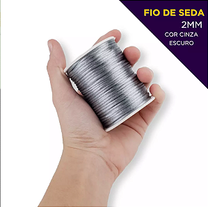 Cordão Acetinado Rabo de Rato - Fio de Seda - 2mm - Rolo C/50 Mts COR:CINZA-ESCURO