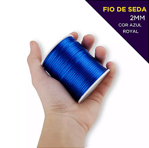 Cordão Acetinado Rabo de Rato - Fio de Seda - 2mm - Rolo C/50 Mts Cor:AZUL-ROYAL