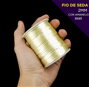 Cordão Acetinado Rabo de Rato - Fio de Seda - 2mm - Rolo C/50 Mts Cor:AMARELO-BEBE