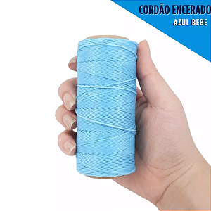 Cordão Encerado P/ Artesanato - 1mm - Rolo C/100 Mts COR:AZUL-BEBE