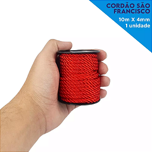Cordao Sao Francisco - 04mm - Rolo C/10 Metros Cor:VERMELHO-145