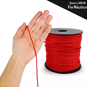 Fio Náutico - 2,5 mm - Rolo C/100 Mts - Cordão De Poliéster Cor:VERMELHO-145