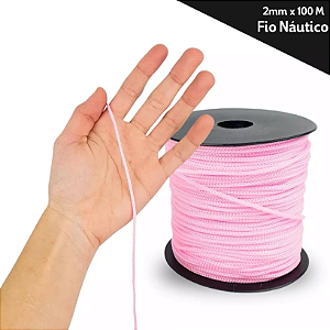 Fio Náutico - 2,5 mm - Rolo C/100 Mts - Cordão De Poliéster Cor:ROSA-BEBE-132
