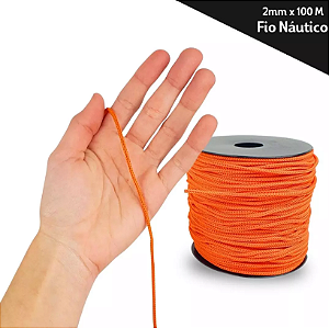 Fio Náutico - 2,5 mm - Rolo C/100 Mts - Cordão De Poliéster Cor:LARANJA-NEON-01